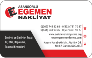 Egemen evden eve nakliyat kartvizit reklamı